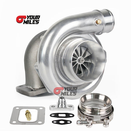 Yourmiles T72 Billet Wheel Dual Ball Bearing Turbo T4 0.68/0.81/0.96 Qtrim Turbine+Flange Clamp