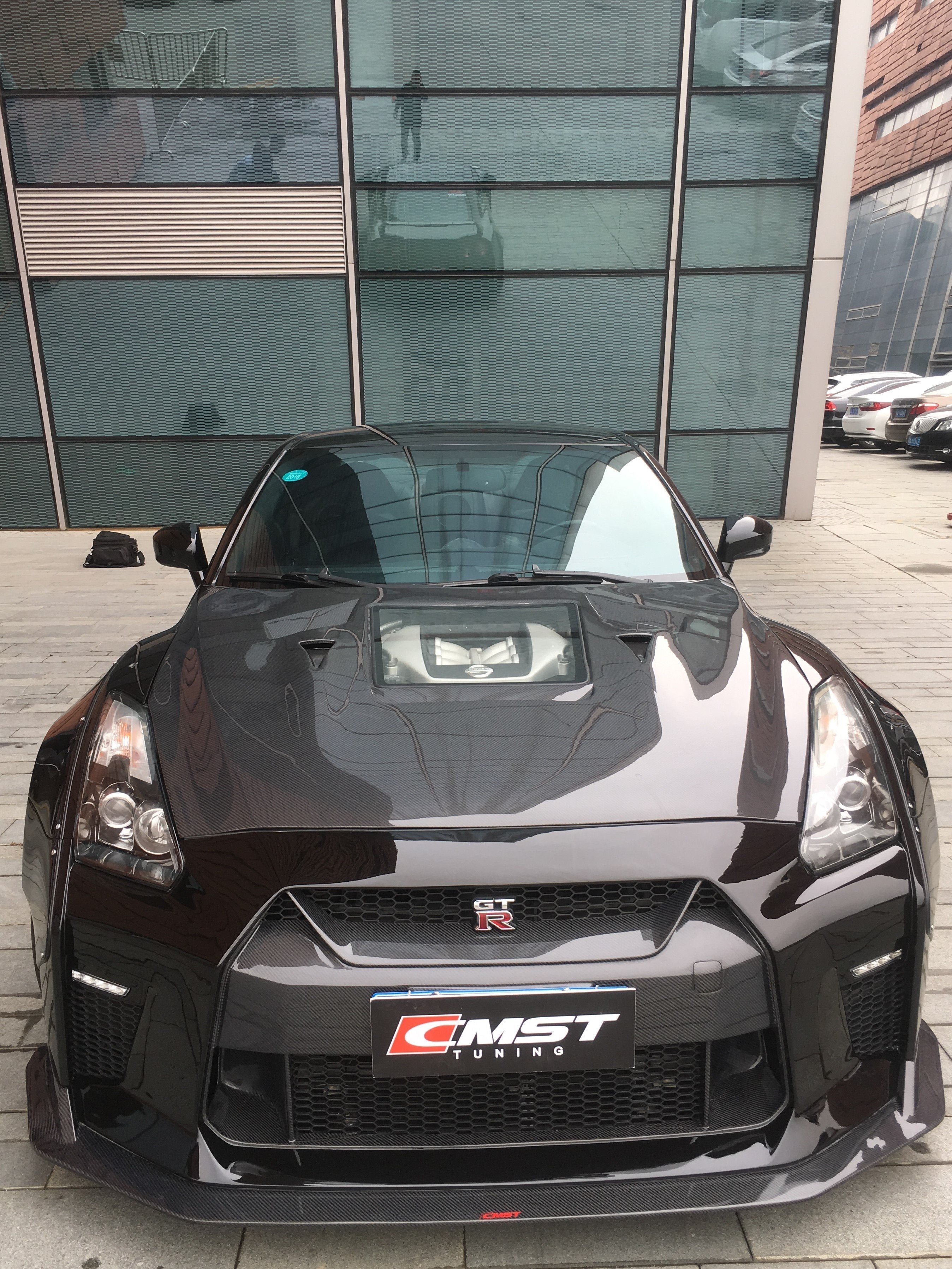 CMST Nissan GTR GT-R R35 2008-2016 Carbon Fiber Tempered Glass Transparent Hood Window See Through