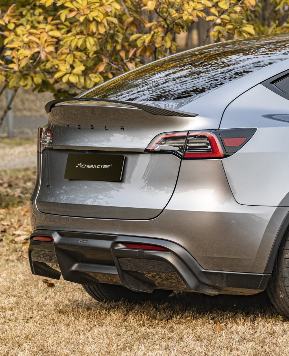 AchenCybe Rear Diffuser - Extended ABS + Carbon Fiber - Tesla Model Y