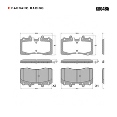 Barbaro Racing KD0485 brake pad shape drawing