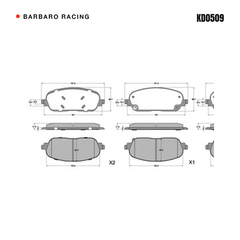 Barbaro Racing KD0509 brake pad shape drawing
