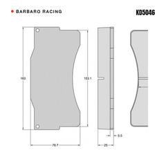 Barbaro Racing KD5046 brake pad shape drawing - 163 x 78.7 x 25 mm