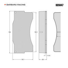 Barbaro Racing KD5047 brake pad shape drawing - 163 x 78.7 x 30 mm