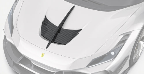 Paktechz Ferrari F8 Tributo/Spider Carbon Fiber Body Kit - Hood Vent Trim