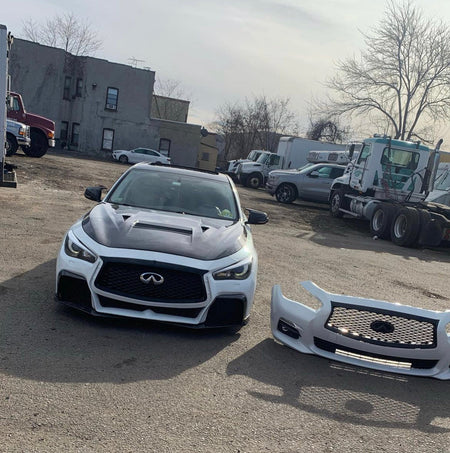 CMST Carbon Fiber Front Bumper & Front Lip for Infiniti Q50 to Project Black S Concept 2014-2022