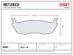 NETZSCH D1087 brake pad drawing