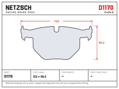 NETZSCH D1170 brake pad drawing