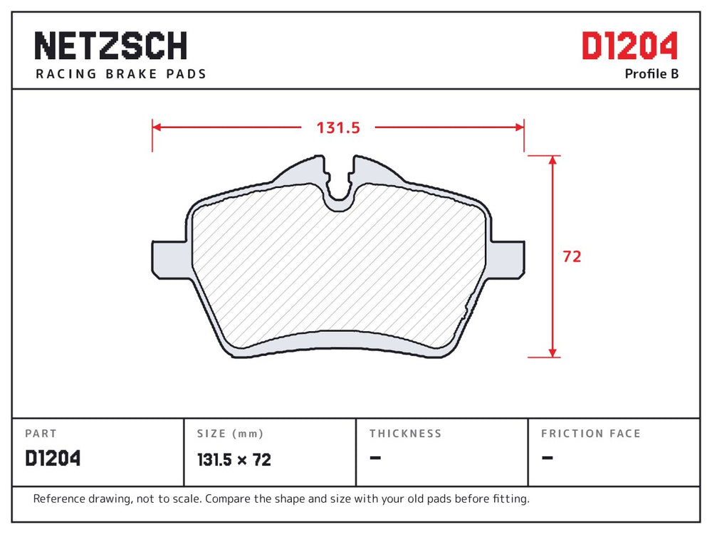 NETZSCH D1204 brake pad drawing