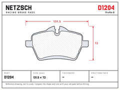 NETZSCH D1204 brake pad drawing