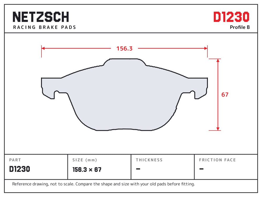 NETZSCH D1230 brake pad drawing