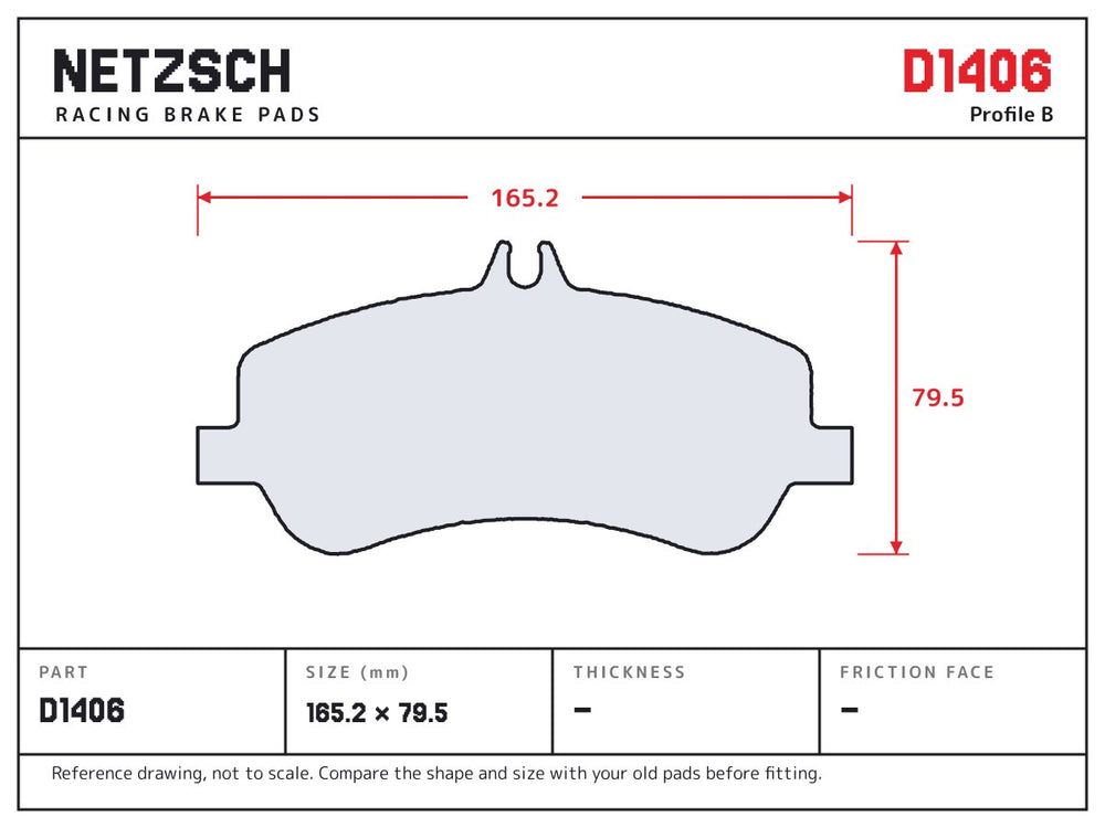 NETZSCH D1406 brake pad drawing