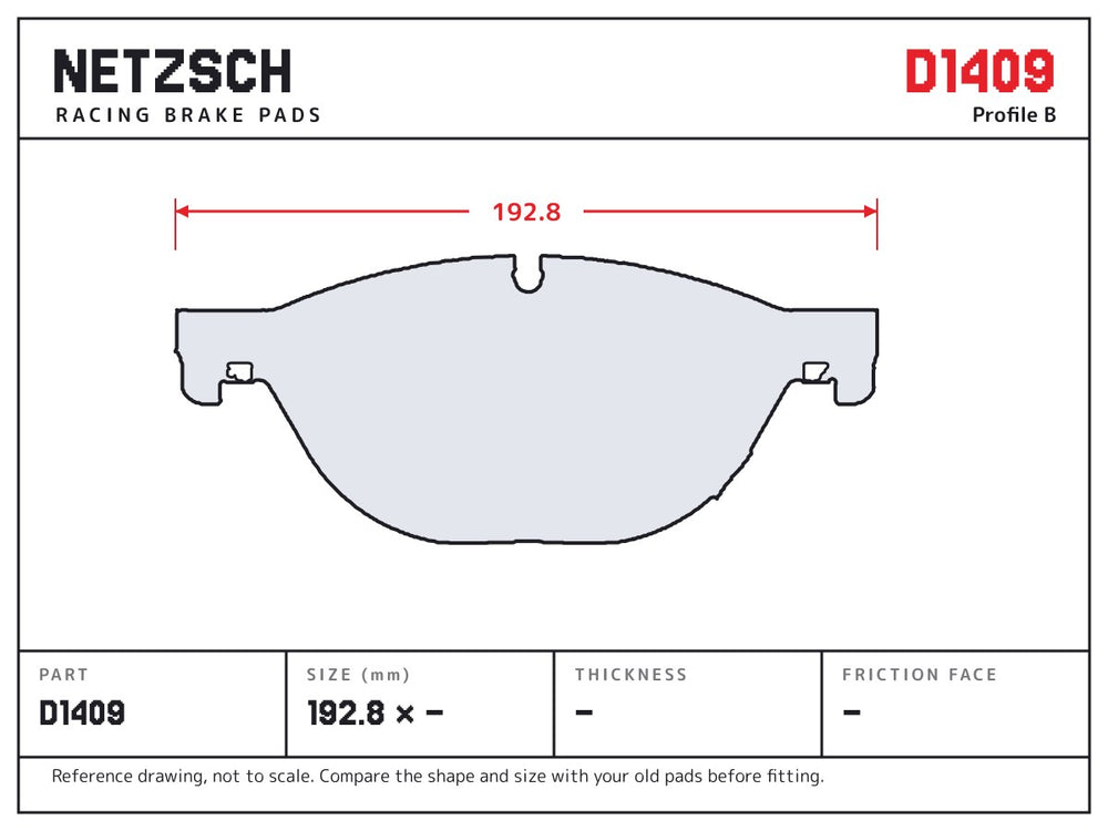NETZSCH D1409 brake pad drawing