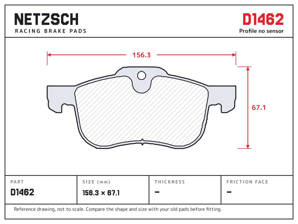 NETZSCH D1462 brake pad drawing
