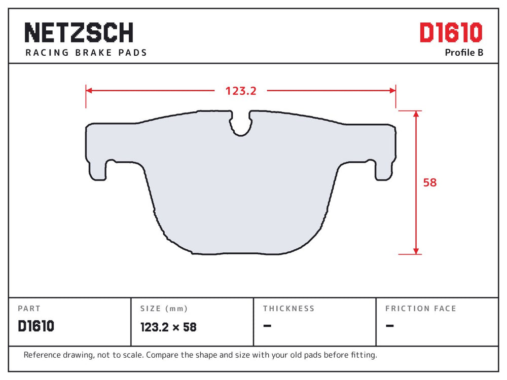 NETZSCH D1610 brake pad drawing