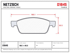 NETZSCH D1645 brake pad drawing