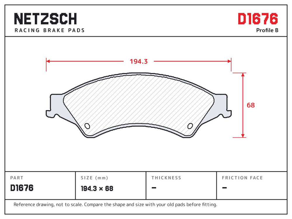 NETZSCH D1676 brake pad drawing