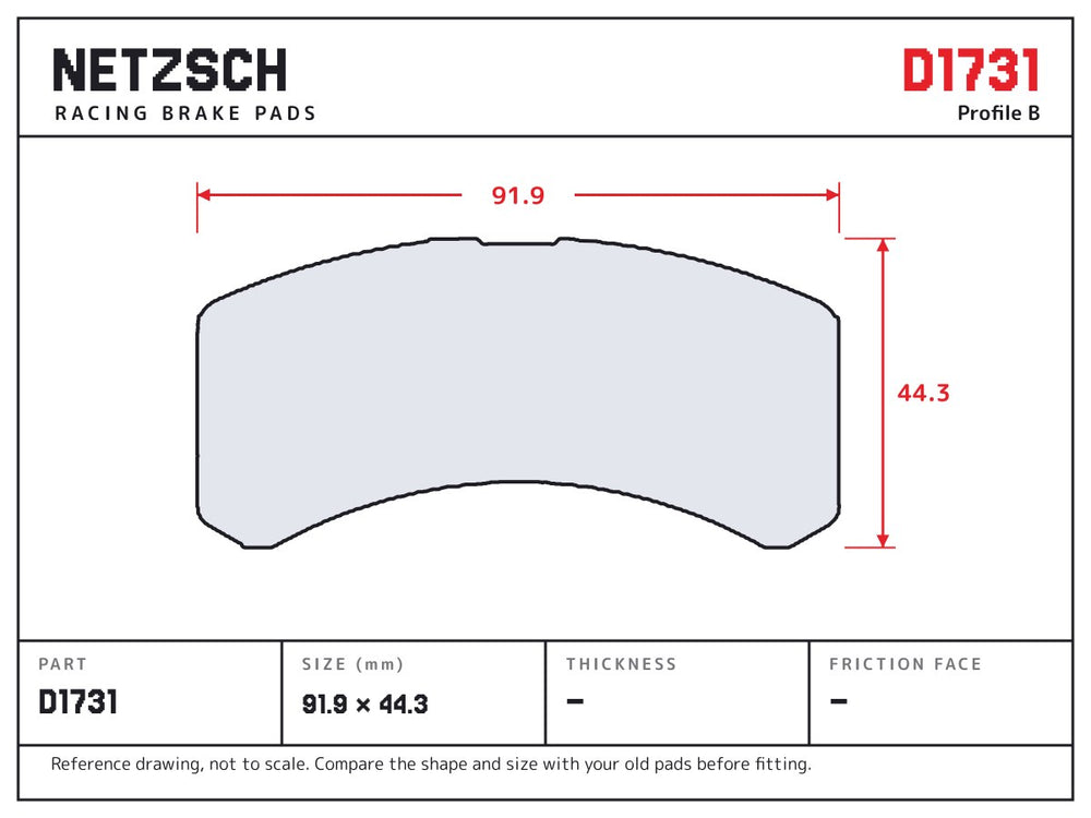 NETZSCH D1731 brake pad drawing
