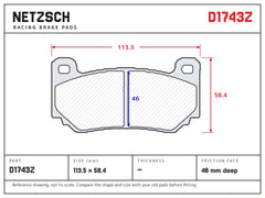 NETZSCH D1743Z brake pad drawing