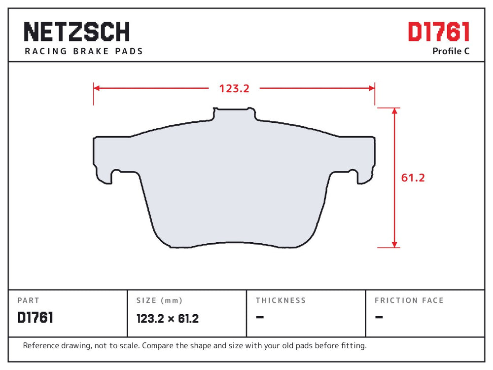 NETZSCH D1761 brake pad drawing