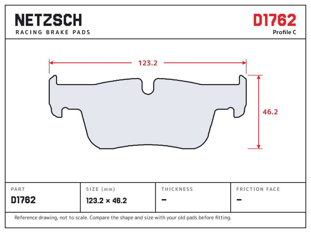 NETZSCH D1762 brake pad drawing
