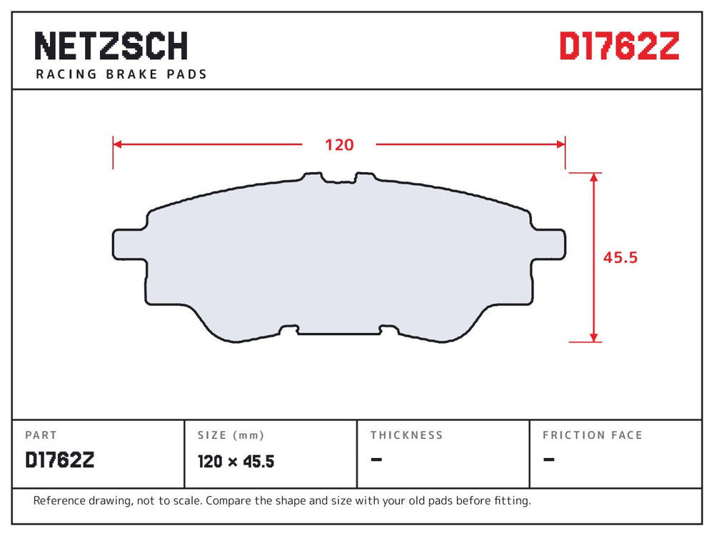 NETZSCH D1762Z brake pad drawing