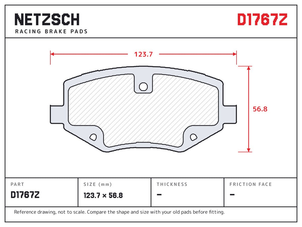 NETZSCH D1767Z brake pad drawing