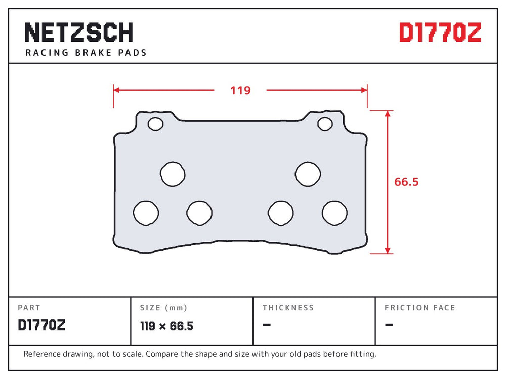 NETZSCH D1770Z brake pad drawing