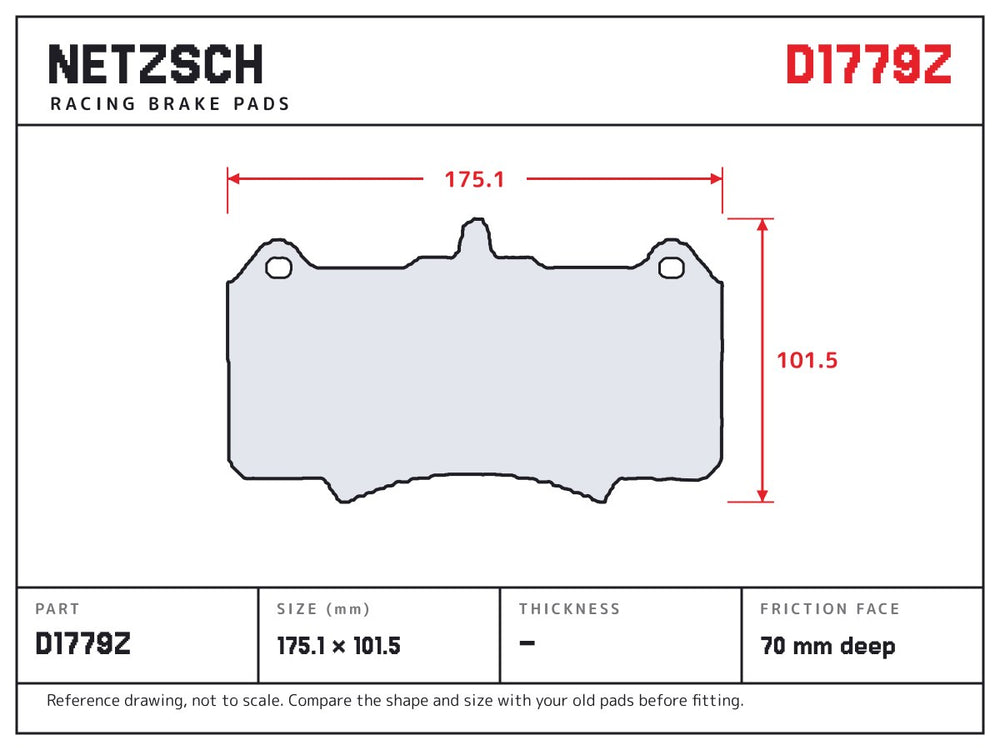 NETZSCH D1779Z brake pad drawing