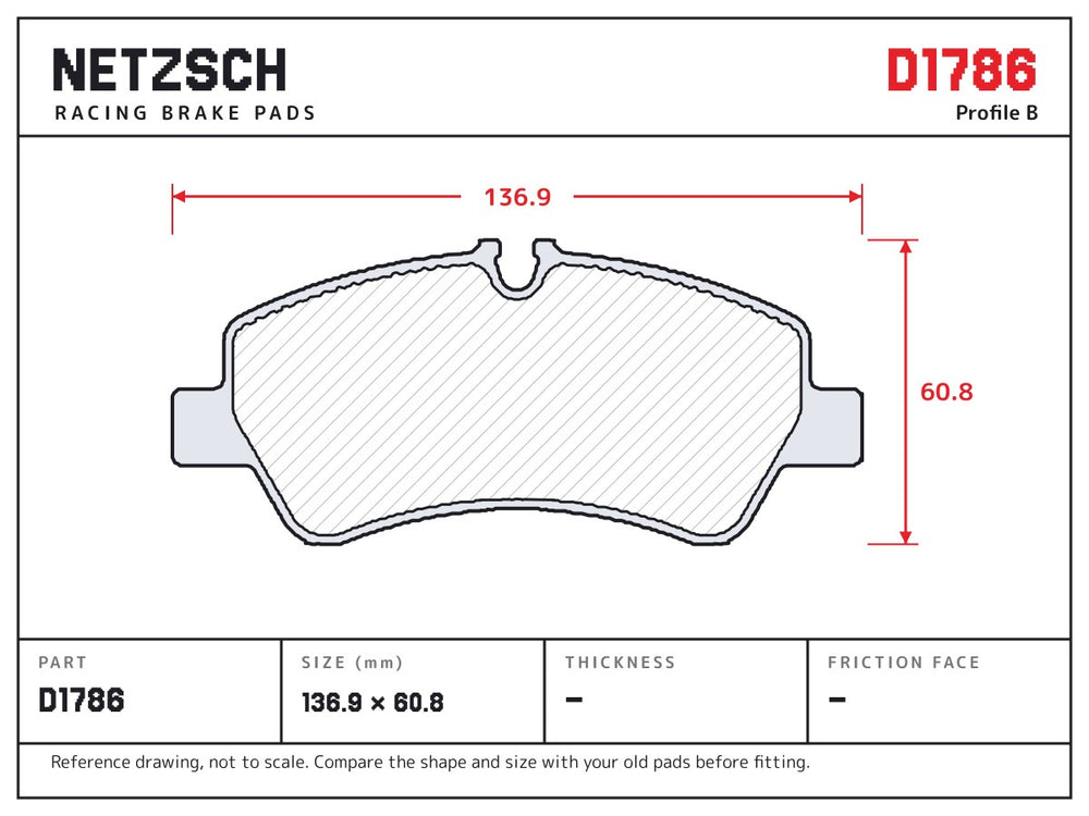 NETZSCH D1786 brake pad drawing