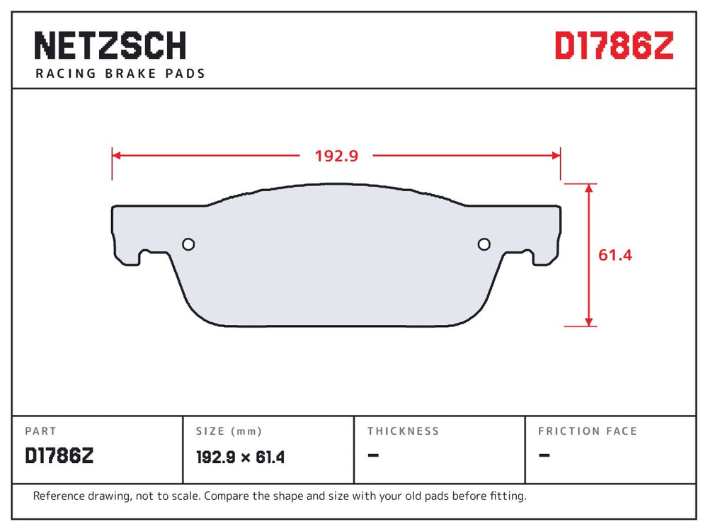 NETZSCH D1786Z brake pad drawing