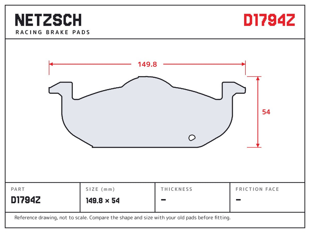 NETZSCH D1794Z brake pad drawing