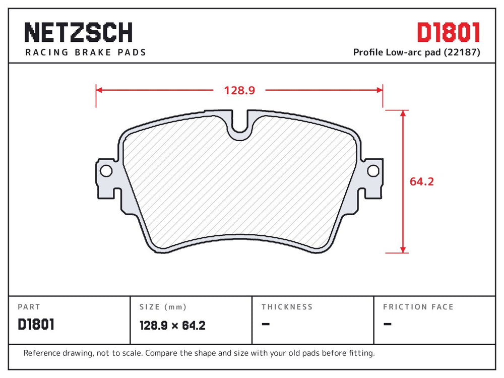 NETZSCH D1801 brake pad drawing