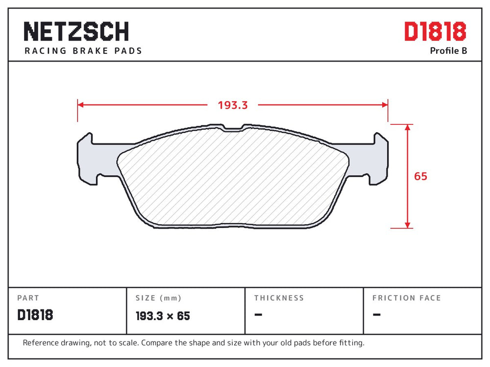 NETZSCH D1818 brake pad drawing