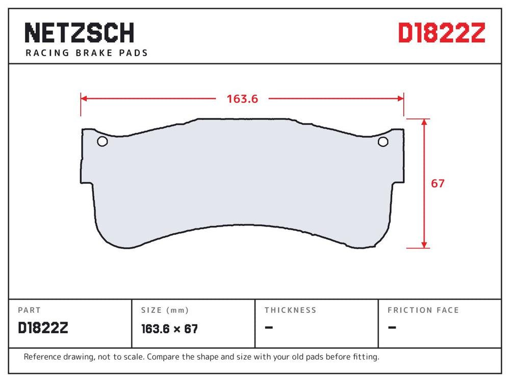 NETZSCH D1822Z brake pad drawing