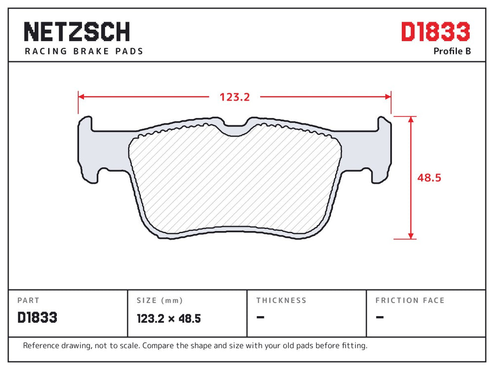 NETZSCH D1833 brake pad drawing