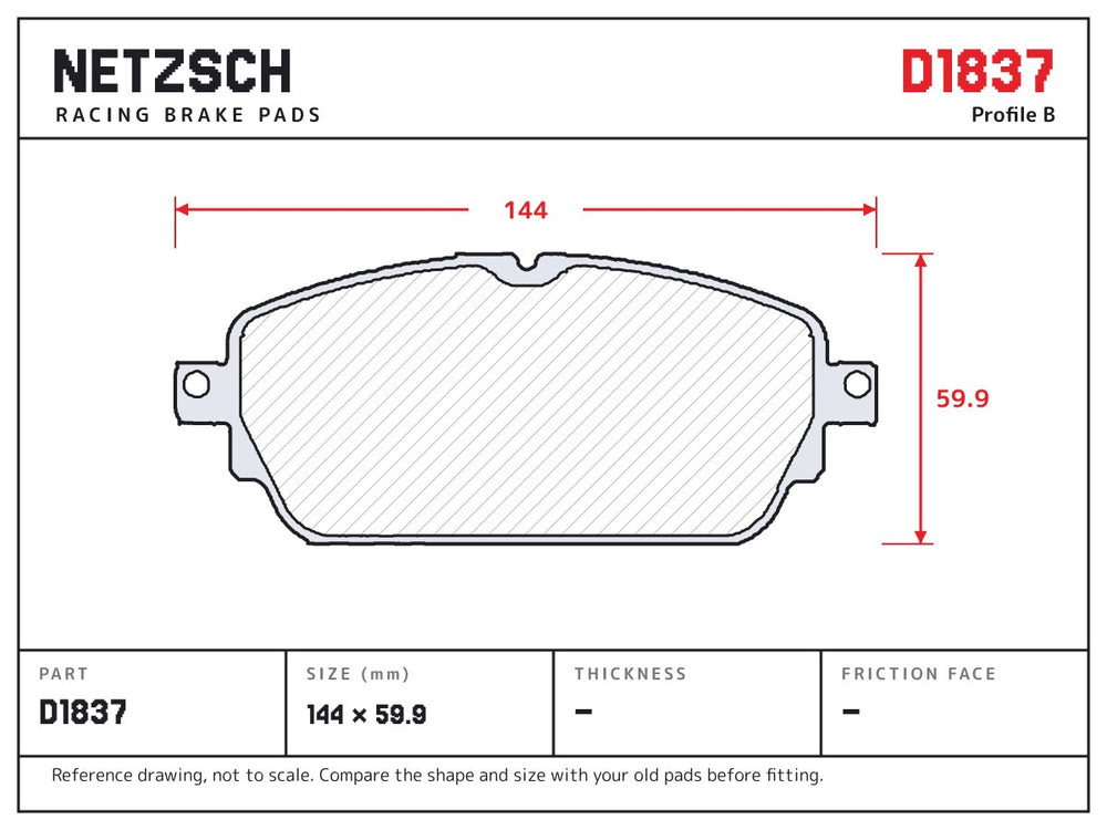 NETZSCH D1837 brake pad drawing