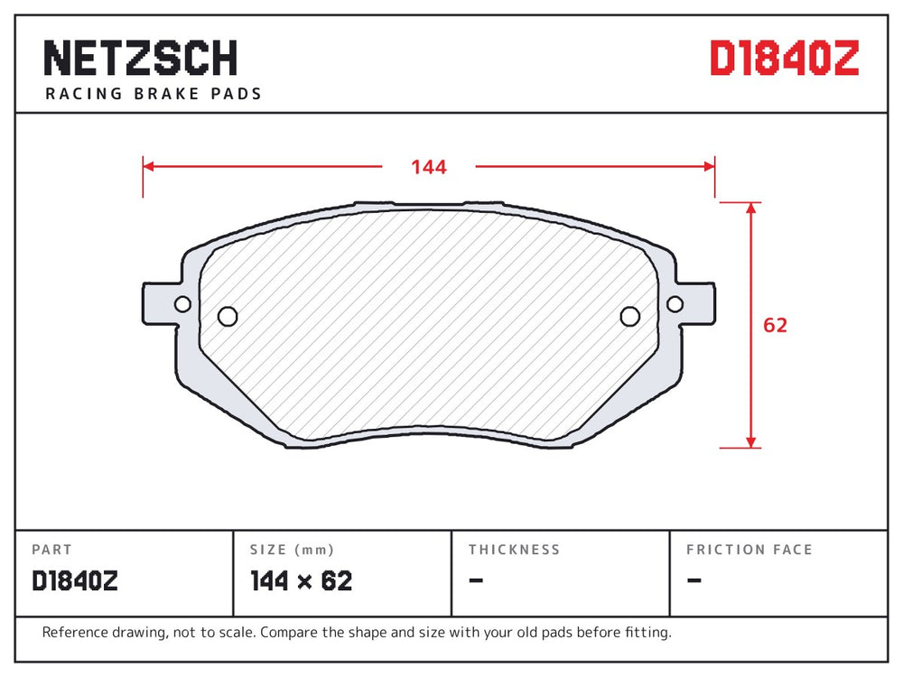 NETZSCH D1840Z brake pad drawing
