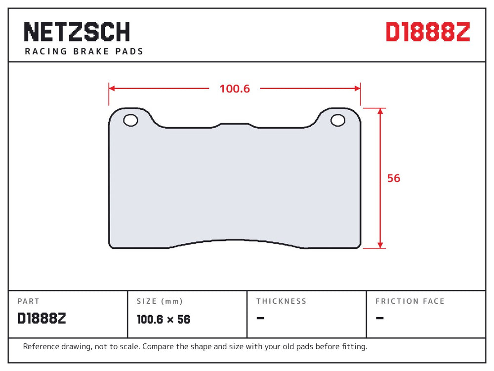 NETZSCH D1888Z brake pad drawing