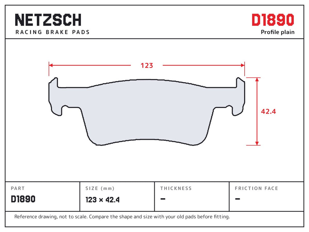 NETZSCH D1890 brake pad drawing