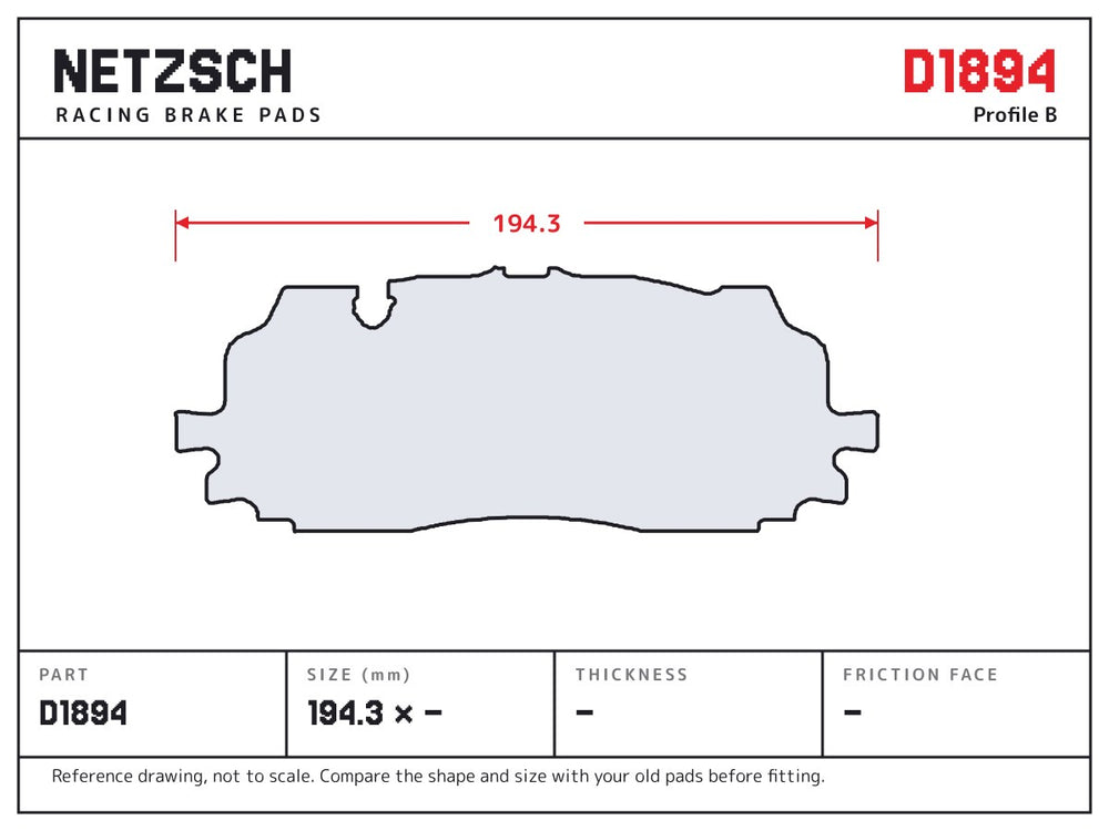 NETZSCH D1894 brake pad drawing
