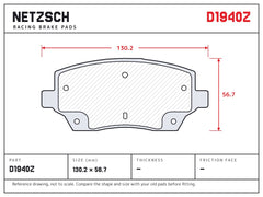 NETZSCH D1940Z brake pad drawing