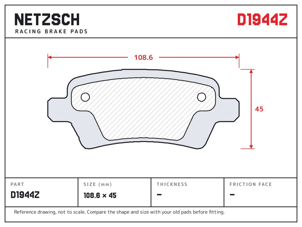 NETZSCH D1944Z brake pad drawing
