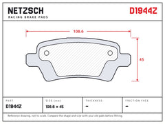 NETZSCH D1944Z brake pad drawing