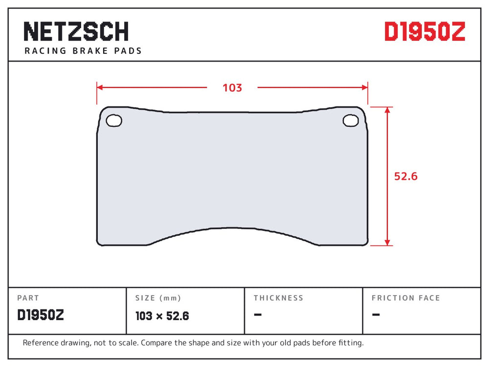 NETZSCH D1950Z brake pad drawing