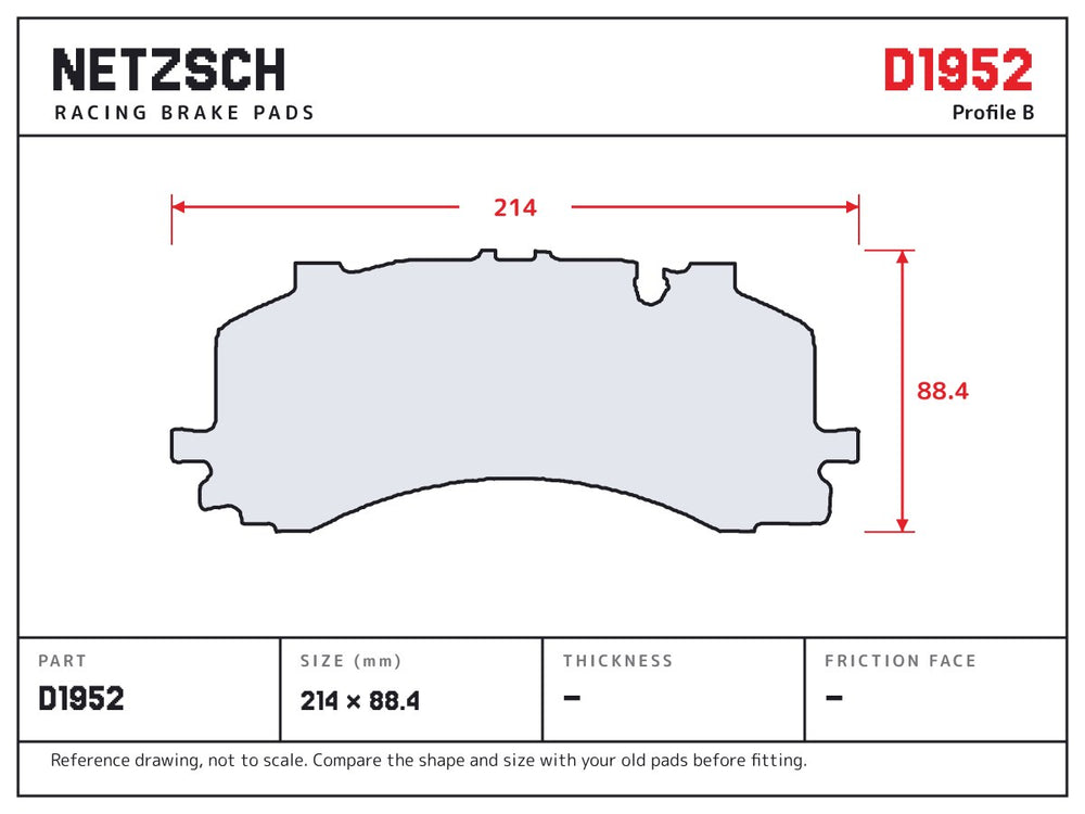 NETZSCH D1952 brake pad drawing