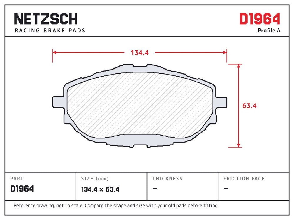 NETZSCH D1964 brake pad drawing