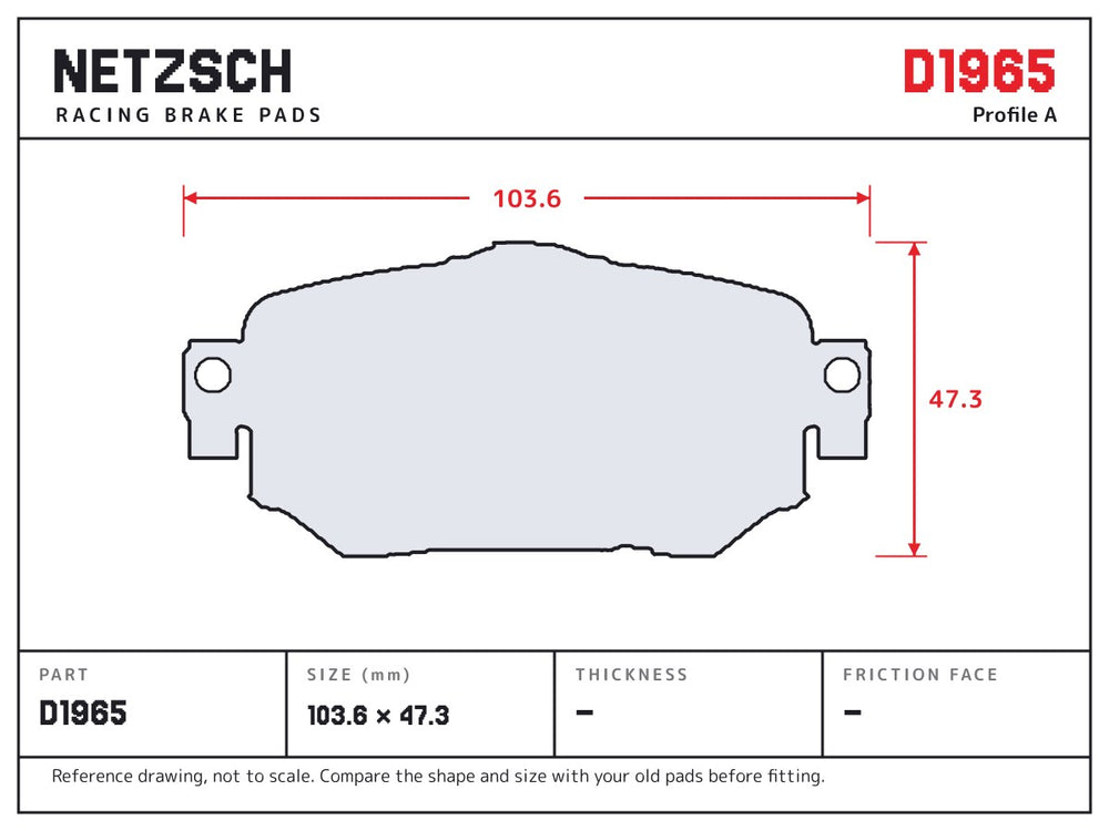 NETZSCH D1965 brake pad drawing
