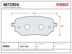 NETZSCH D1990Z brake pad drawing