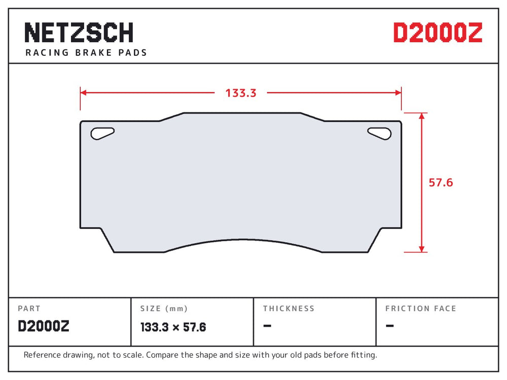 NETZSCH D2000Z brake pad drawing