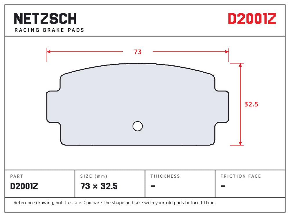 NETZSCH D2001Z brake pad drawing